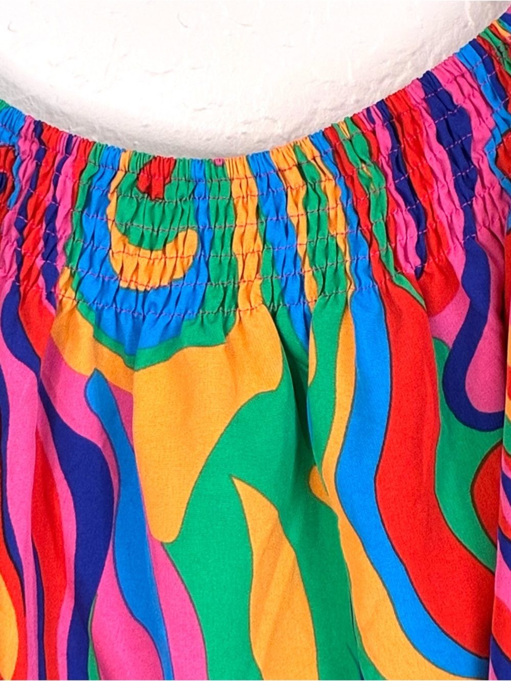 Colorful Festival Blouse Womens Large Butterfly Sleeve Pullover Flowy Artsy - Picture 4 of 9